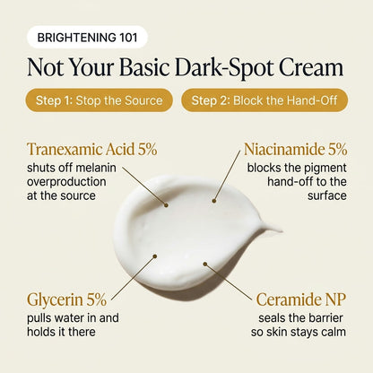 Not your basic dark-spot cream - tranexamic acid 5%, niacinamide 5%, glycerin, ceramide NP