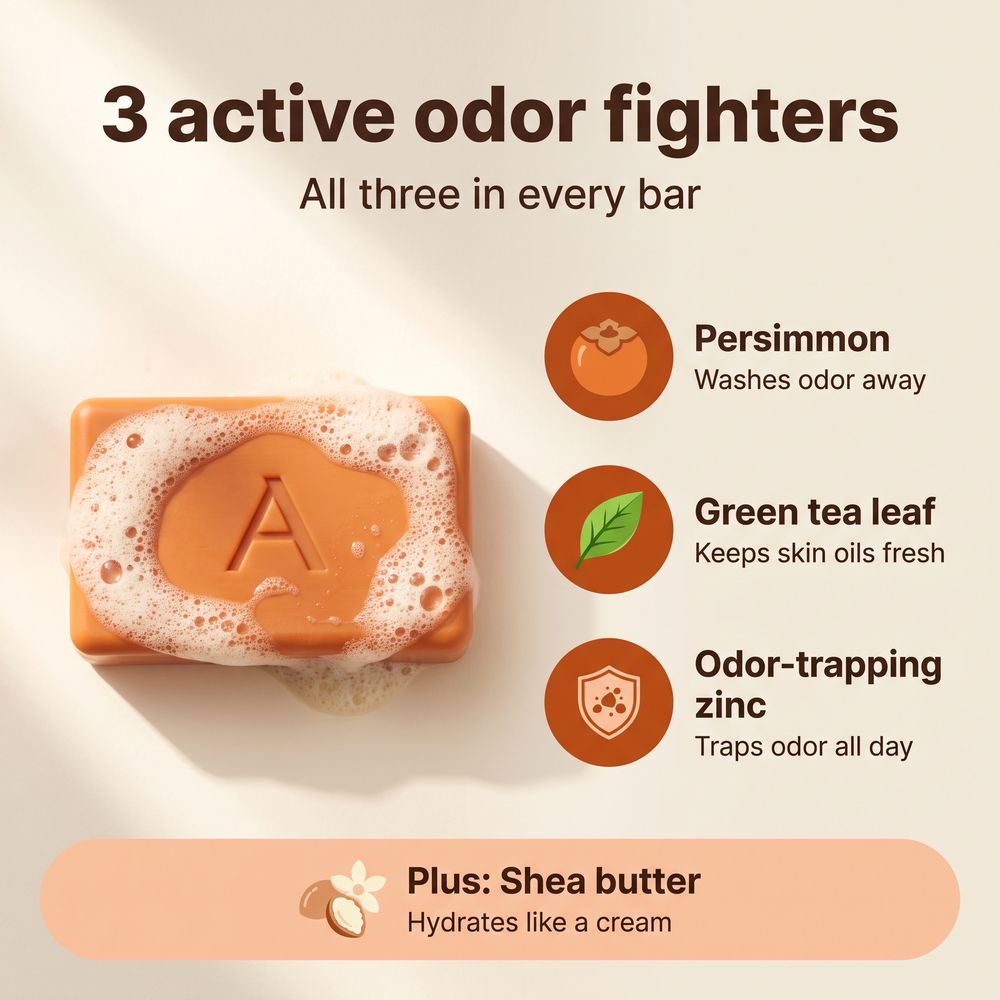 Three active odor fighters in every Amevia bar