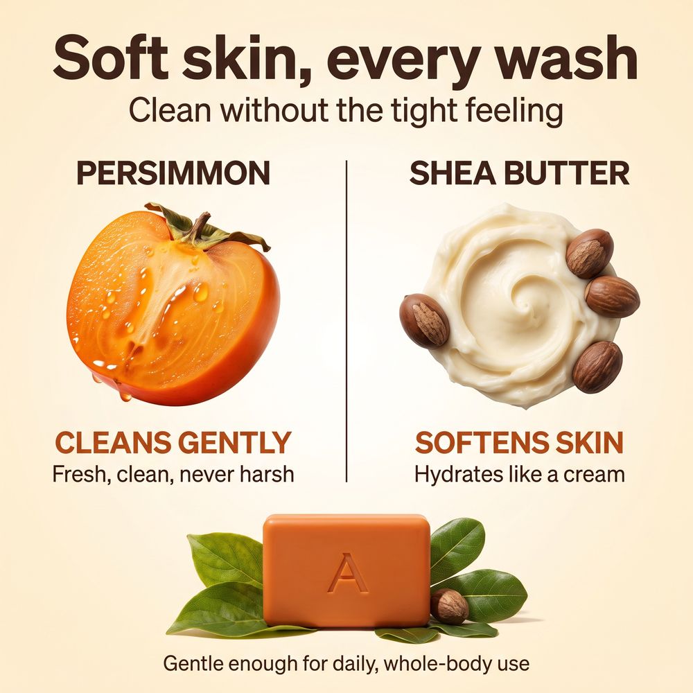 Persimmon and shea butter for soft skin