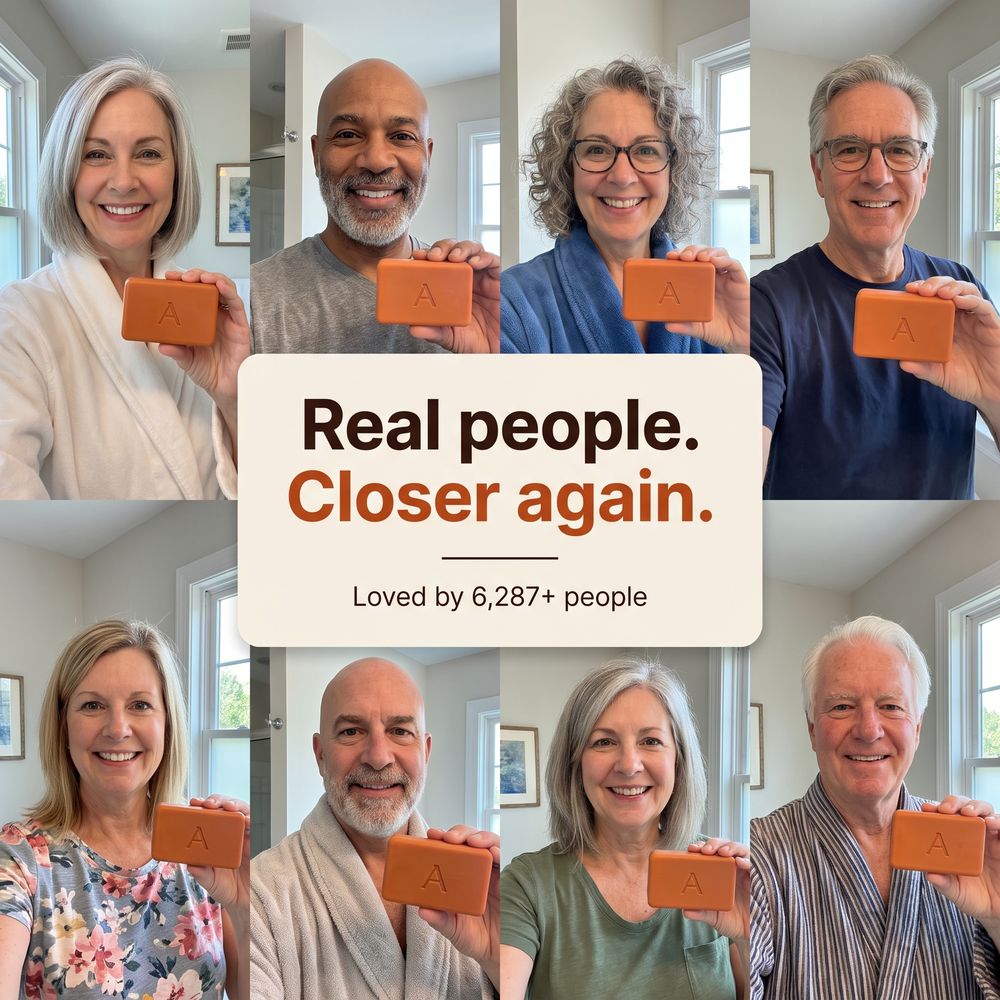 Real people holding Amevia Persimmon Soap