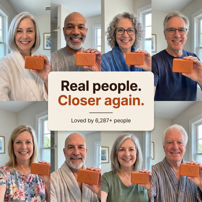 Real people holding Amevia Persimmon Soap