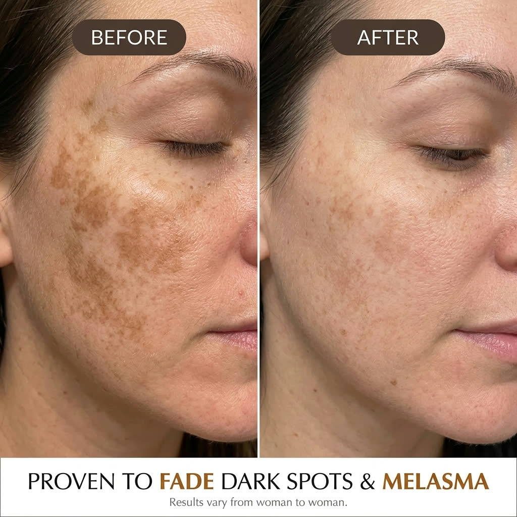 Before and after - proven to fade dark spots and melasma