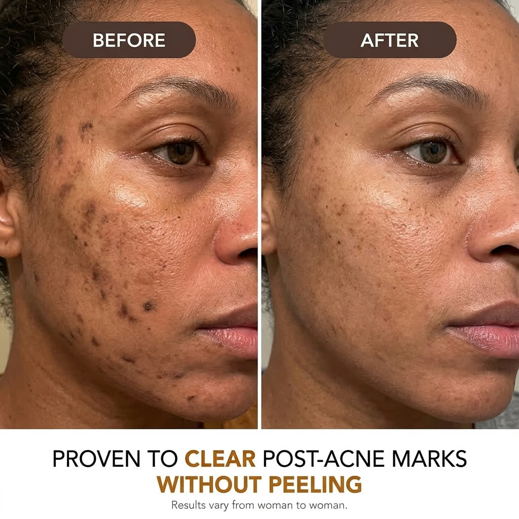 Before and after - proven to clear post-acne marks without peeling